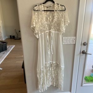 For Love and Lemons Lace Robe in white/off white